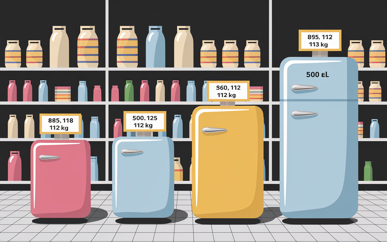 tableau poids frigo americain