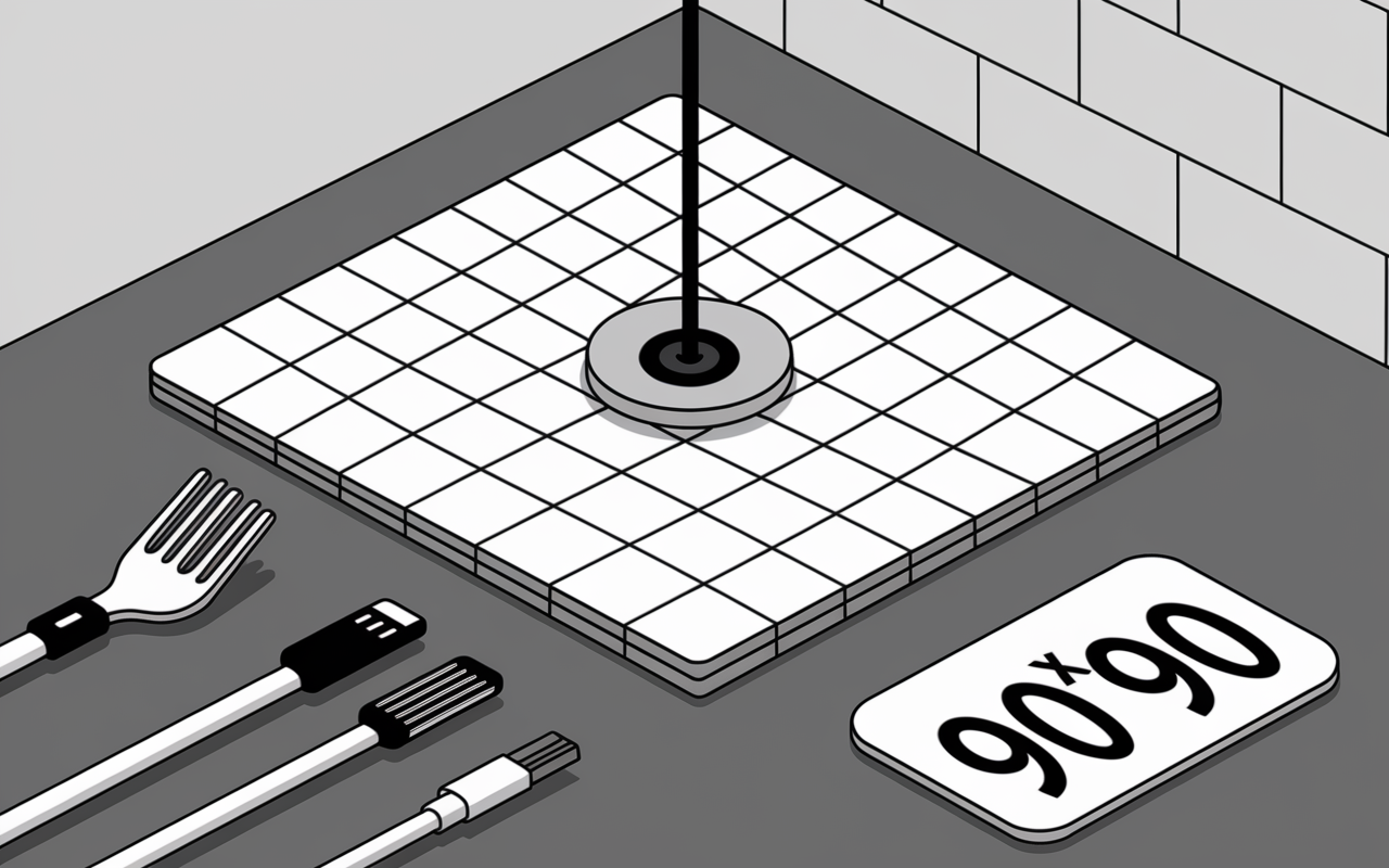 Receveur douche resine colle outils carrelage 90x90