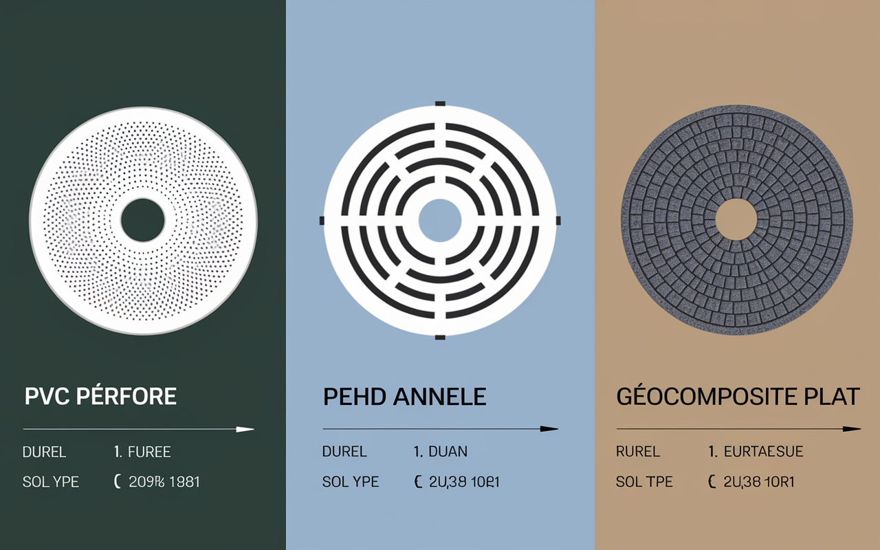 tableau comparaison drain pvc pehd geocomposite mur soutenement