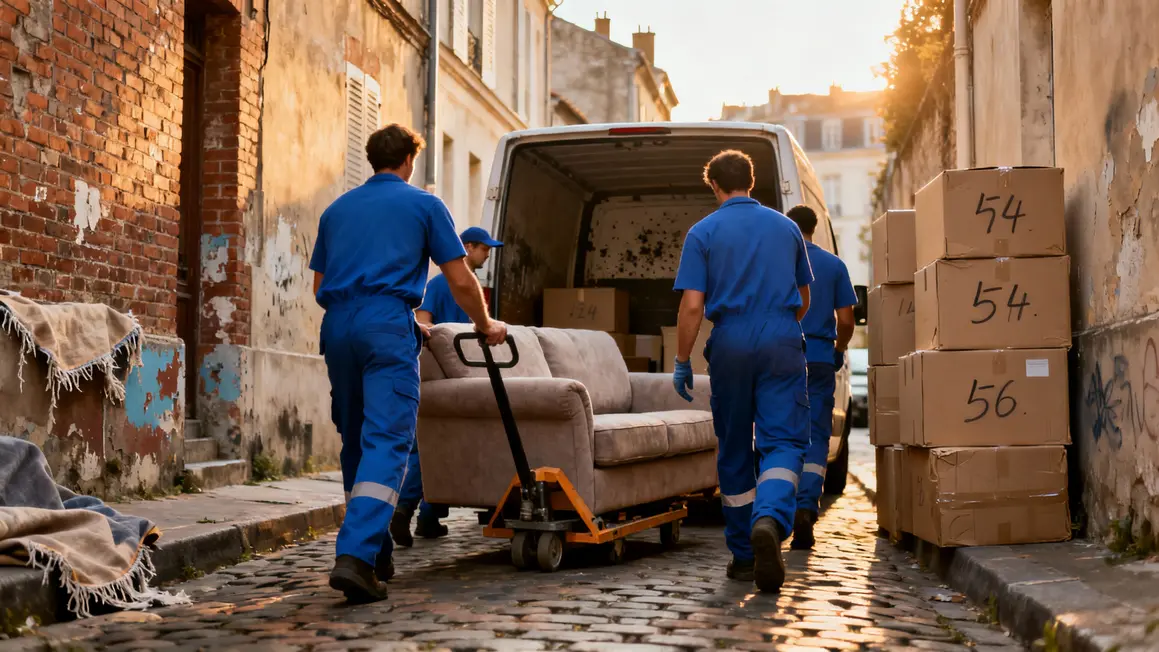 Equipe demenageurs Orleans avec monte meubles