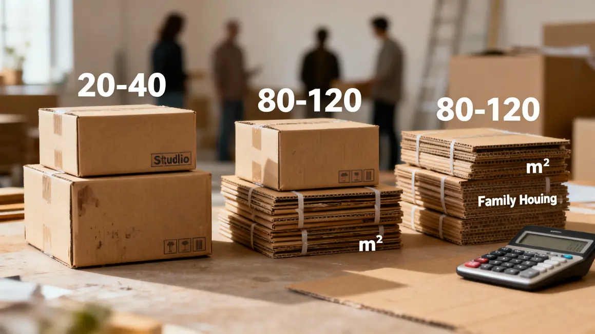 Infographie estimation cartons demenagement selon surface