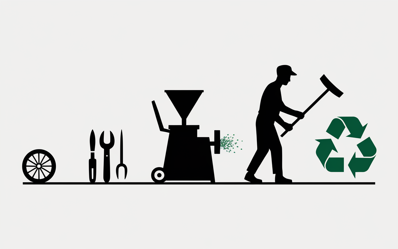 Broyeur manuel de vegetaux plan branchages recyclage