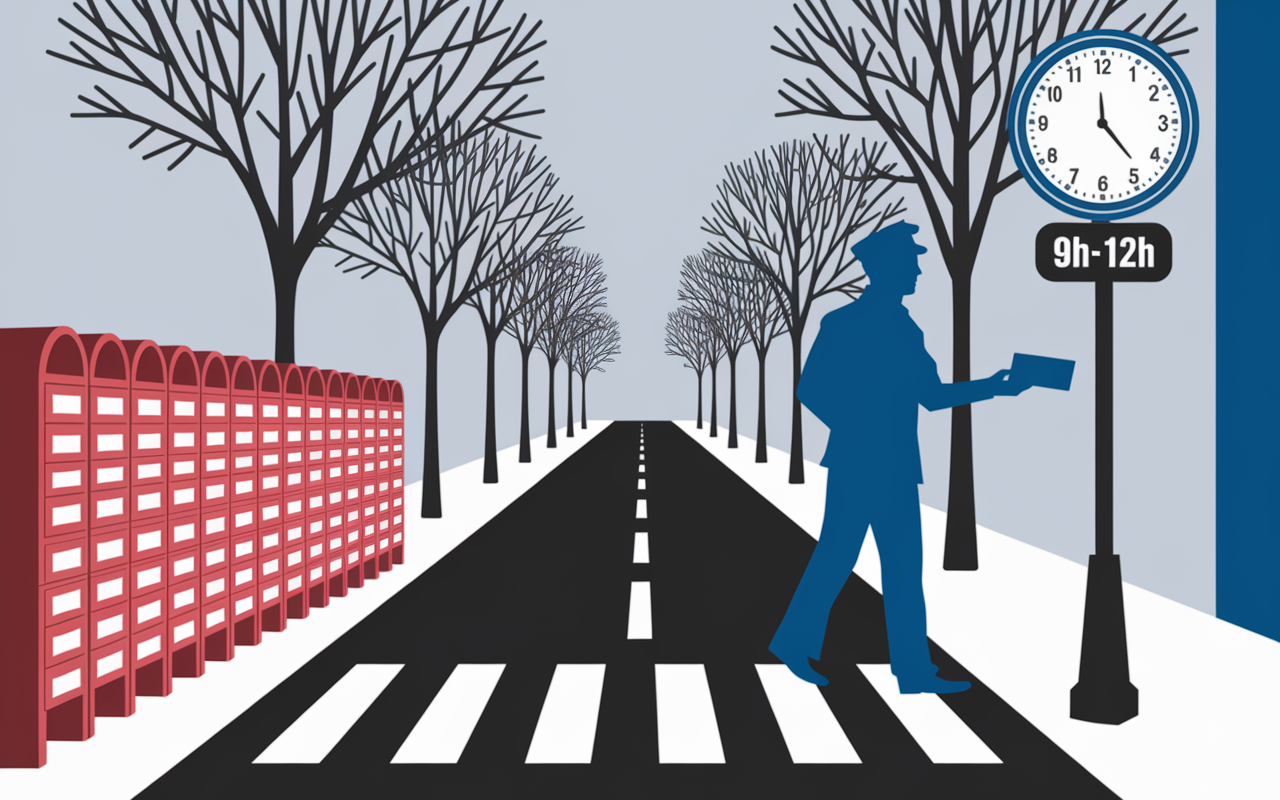 Facteur distributions courrier trottoir urbain matin