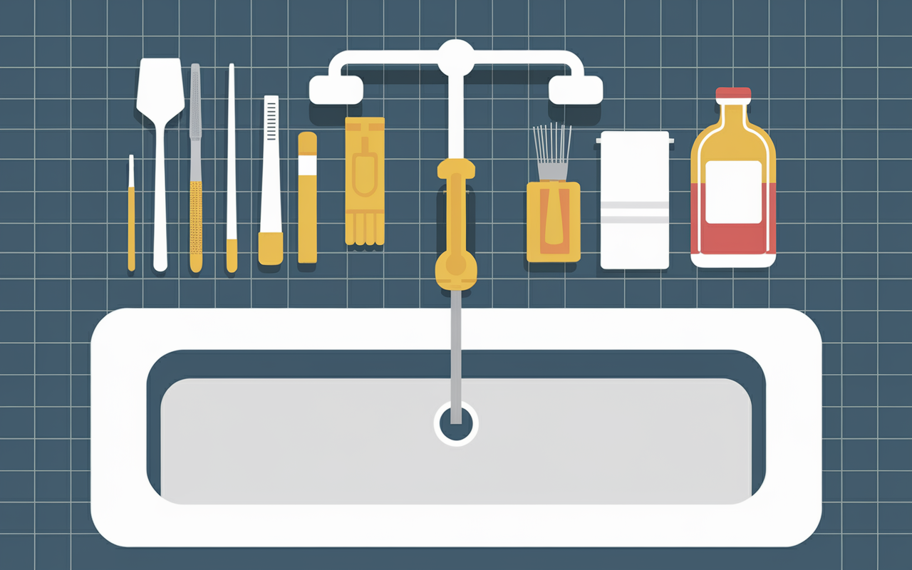 Outils pose receveur douche resine salle bain épurée
