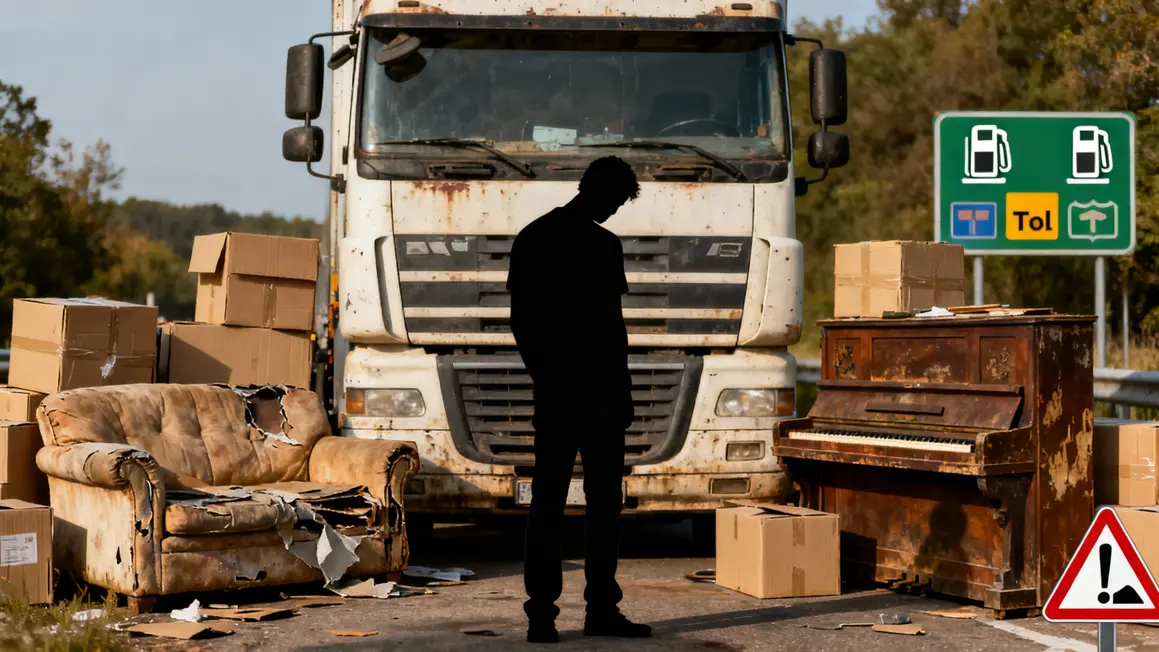 Cartons abimes, mobilier mal porte, fatigue, pictogrammes essence et peages