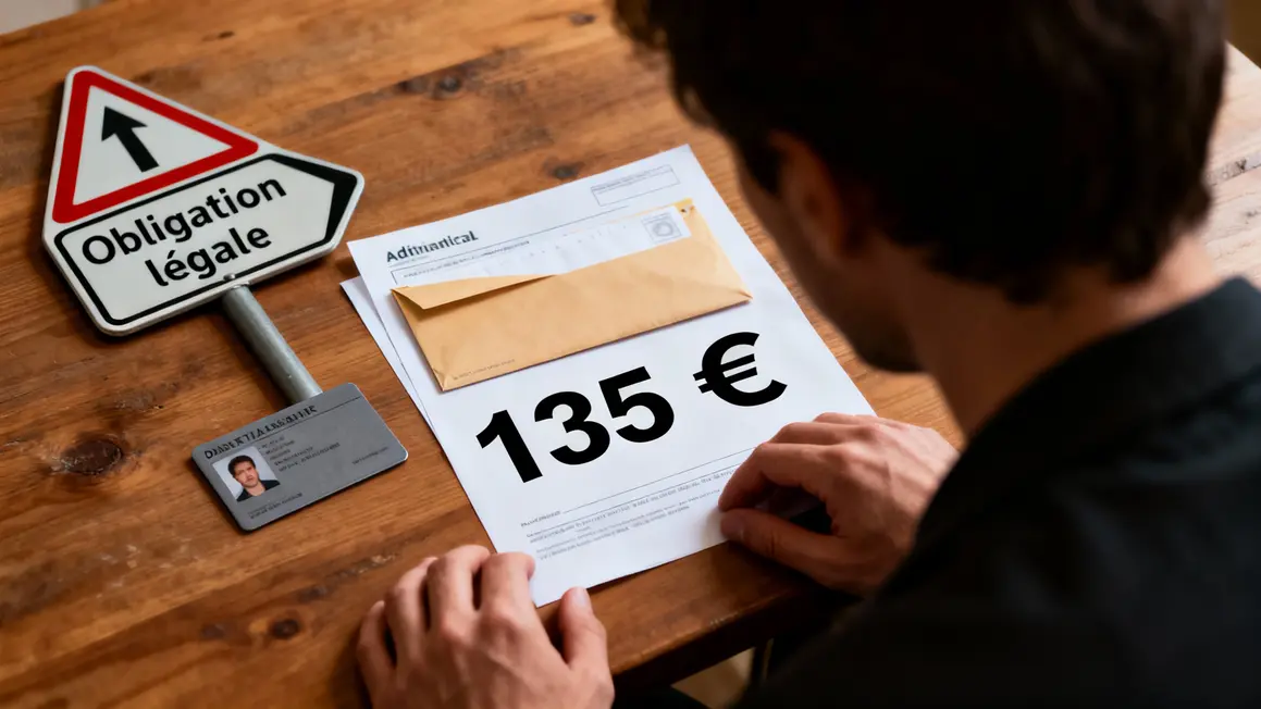 Carte grise, panneau obligation légale, 135 euros