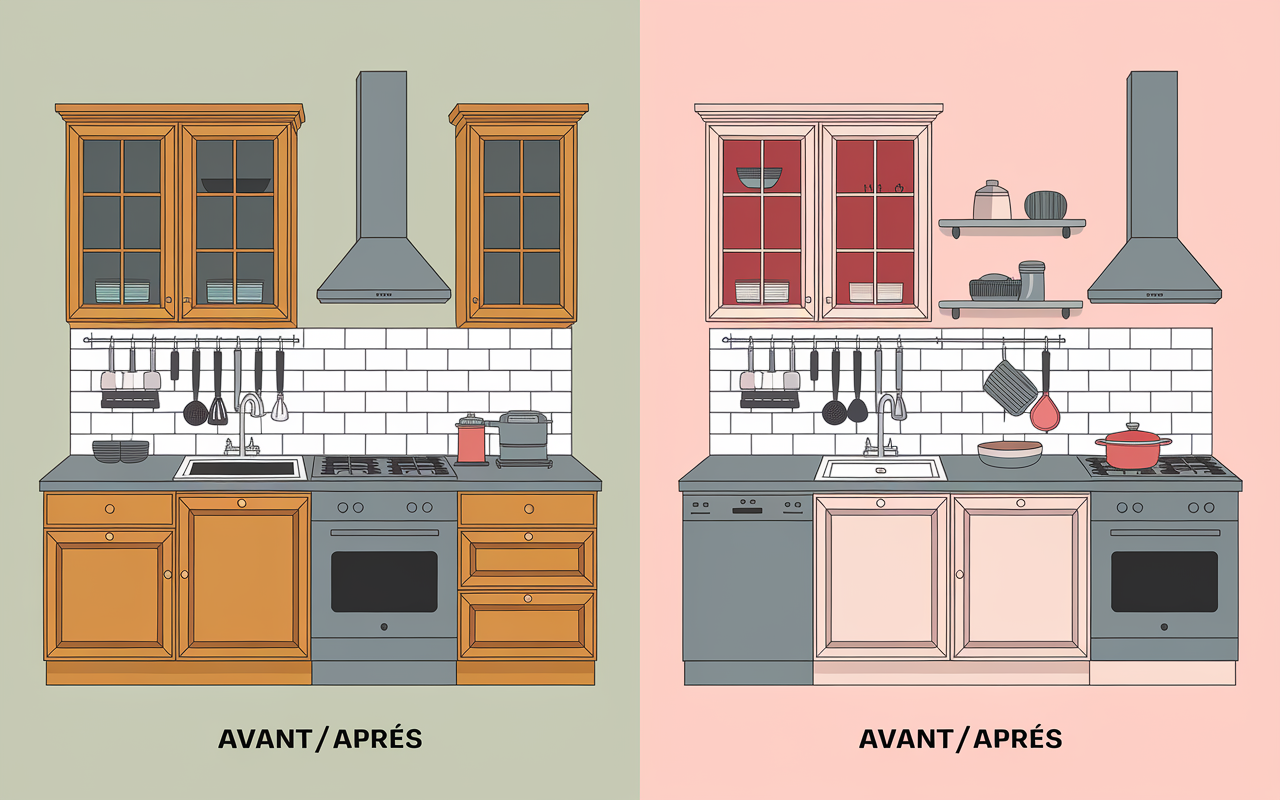 Avant apres refaire un plan de travail de cuisine ancien et neuf