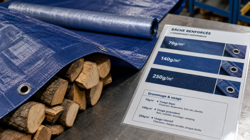 Bâche bleue : comment choisir le bon grammage pour éviter les déchirures