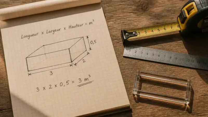 Calculer des m3 à partir de mètres : la formule exacte et 3 erreurs de conversion à éviter