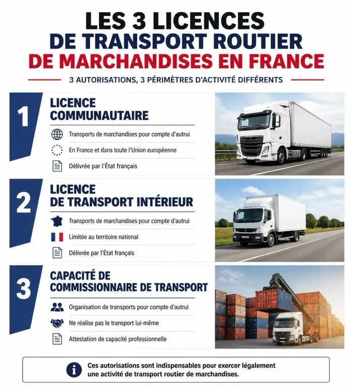 Infographie des licences de transport routier de marchandises en France