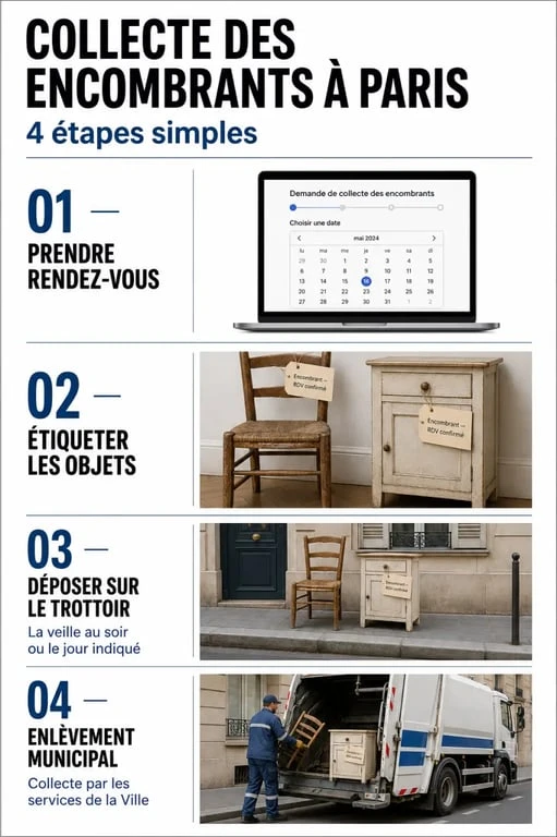 Processus de collecte des encombrants dans le 16e arrondissement de Paris