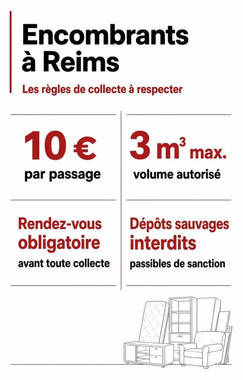 Infographie récapitulative des règles pour les encombrants à Reims