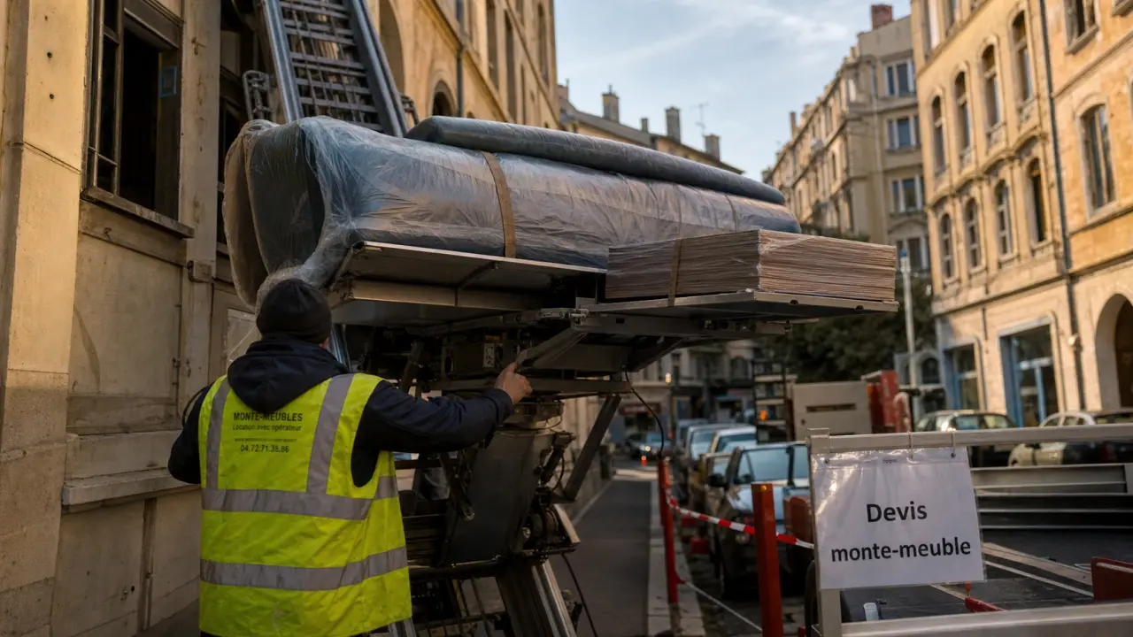 Monte-meuble à Lyon : hauteur, voirie et opérateur pour une intervention sans blocage