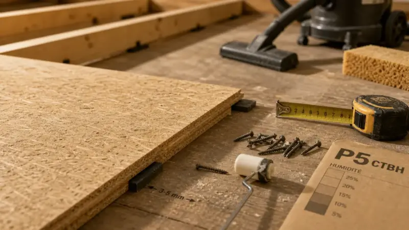 Plancher en aggloméré : 22 mm, norme P5 CTBH et pièges d’humidité à éviter