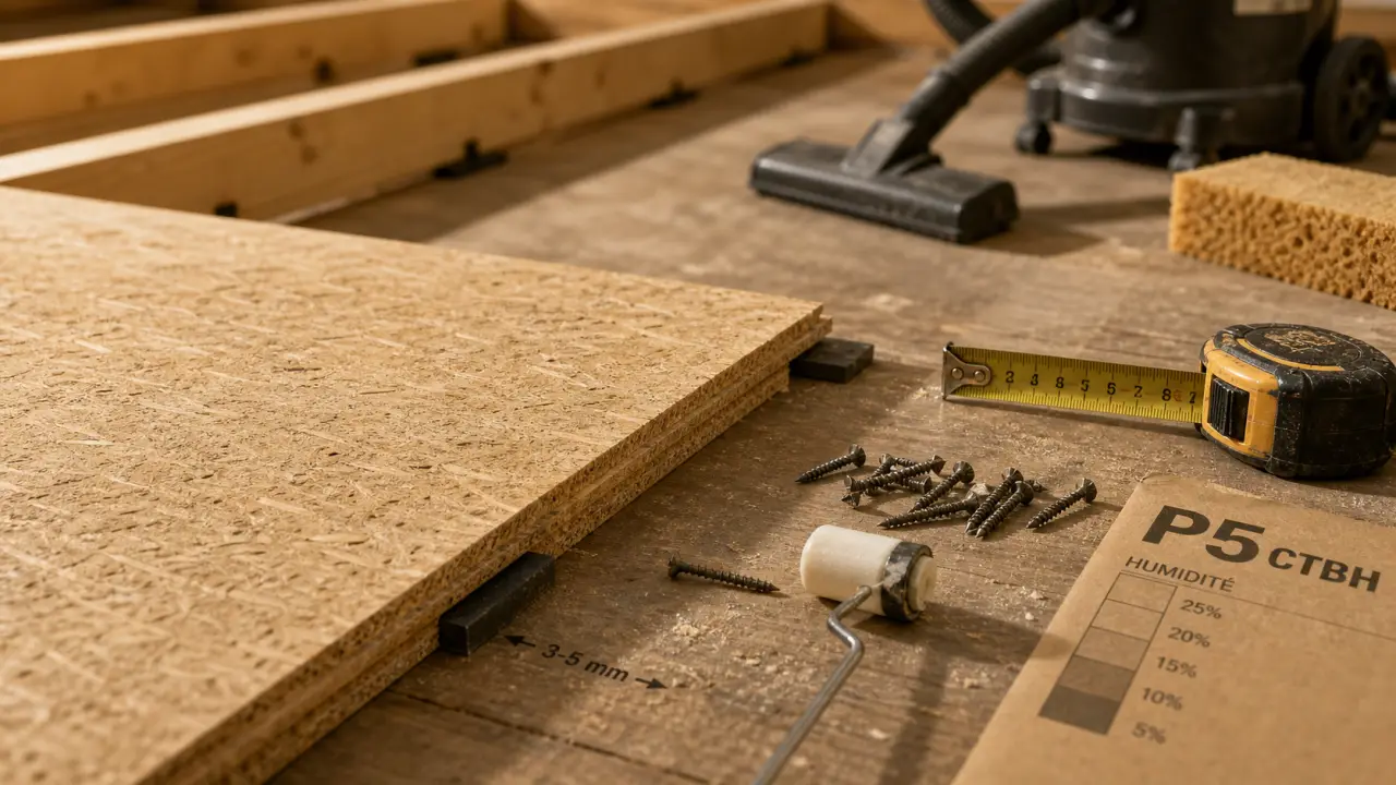 Plancher en aggloméré : 22 mm, norme P5 CTBH et pièges d’humidité à éviter