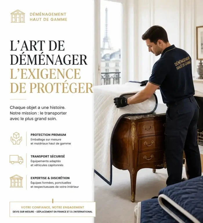 Service de déménagement premium Paris 16 avec protection des meubles