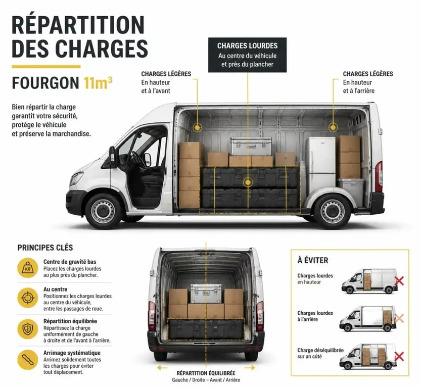 Répartition des charges dans un camion 11m3 pour un déménagement sécurisé