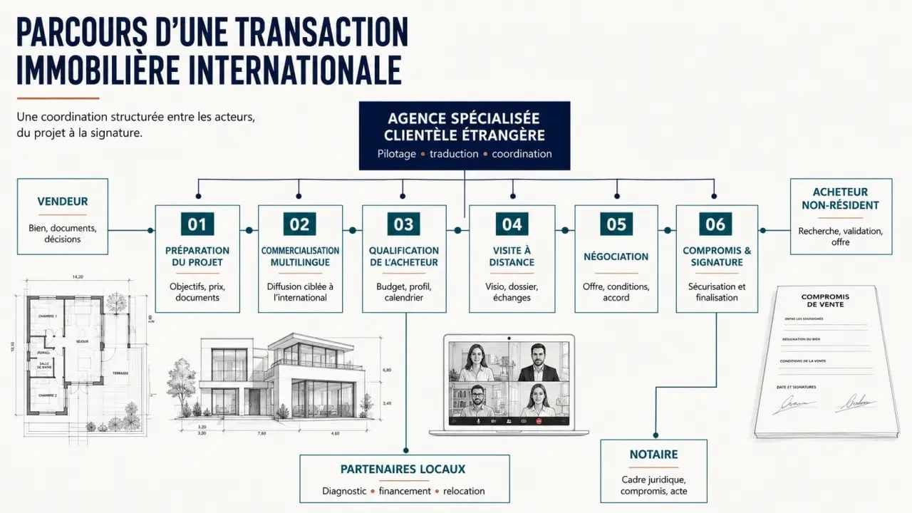 Parcours d’une transaction avec une agence immobilière spécialisée clientèle étrangère