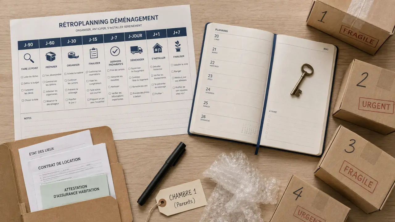 J-90 à J+7 : organiser un projet de déménagement sans oublier contrats ni cartons