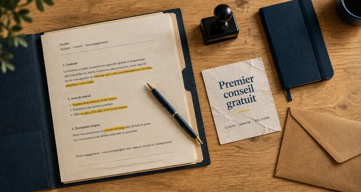 Le conseil notarial gratuit donne une première orientation, pas un acte juridique